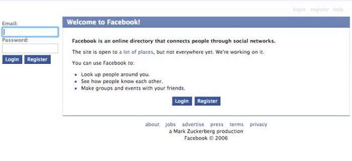 Changing face of facebook from 2004 up to now 2006