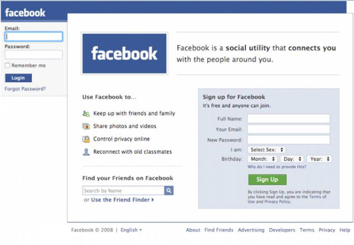 Changing face of facebook from 2004 up to now 2008