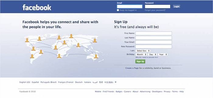 Changing face of facebook from 2004 up to now 2010