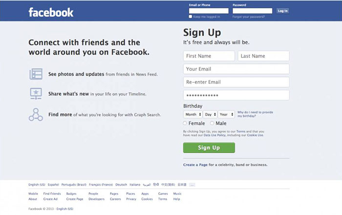 Changing face of facebook from 2004 up to now 2013