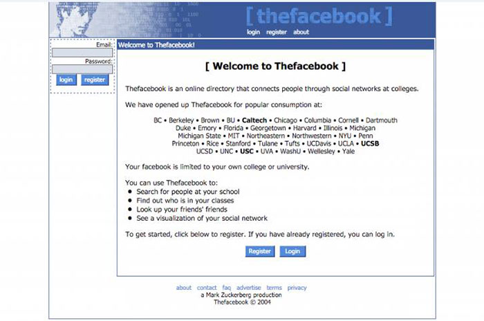 Changing faces of facebook from 2004 up to now 2005