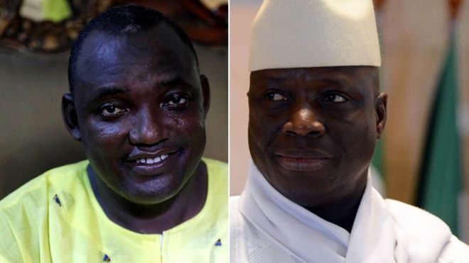 Gambian leader Yahya Jammeh rejects election result from Adama Barrow. 