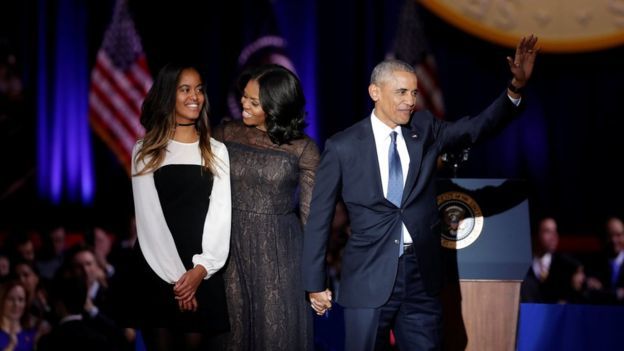 Obama gives emotional farewell speech. 