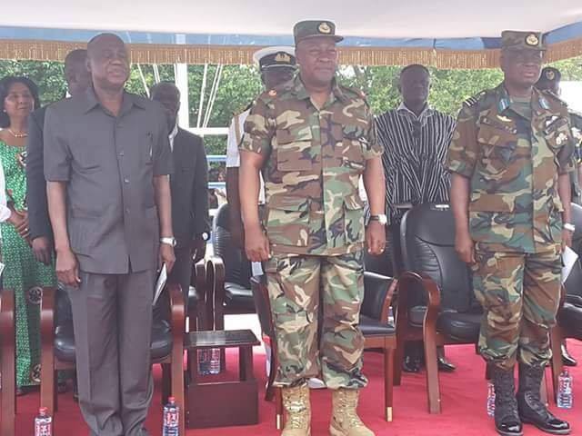 President John Mahama in military uniform. 