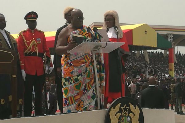 President Nana Addo Danquah Akufo-Addo sworn-in as President by Mrs Theodora Woods. 