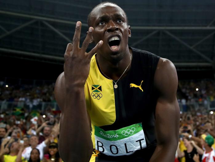 Usain Bolt wins 4x400m relay final triple triple gold at Olympic Rio immortal. 