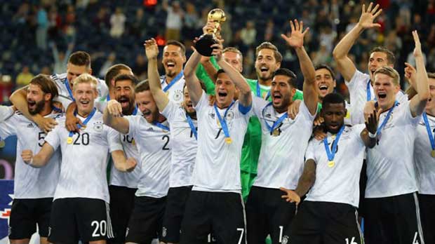 Germany win first confederations cup over Chile. 