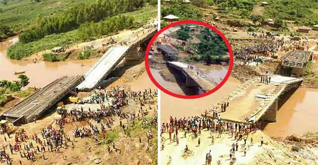 Oh Africa! US$12million Chinese-built bridge collapses 2 weeks after inspection (Photos)