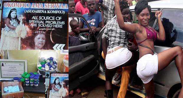 Okomfo Ama Serwaa grabbed by police in Barekese. 