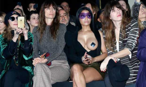 Nicki Minaj bares her breast for fashion in Paris