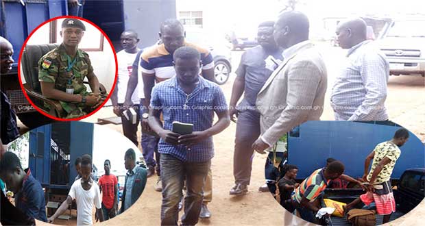 Major Mahama suspects storm court with Bible. 