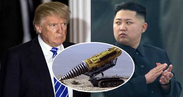 North Korea Pyongyang Kim Jong Un vs Donald Trump. 