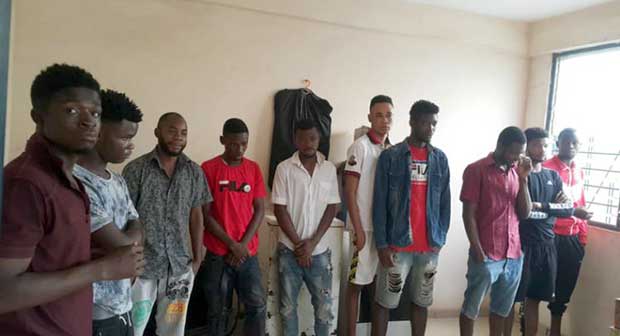 Ten sakawa internet fraud Nigerians arrested. 