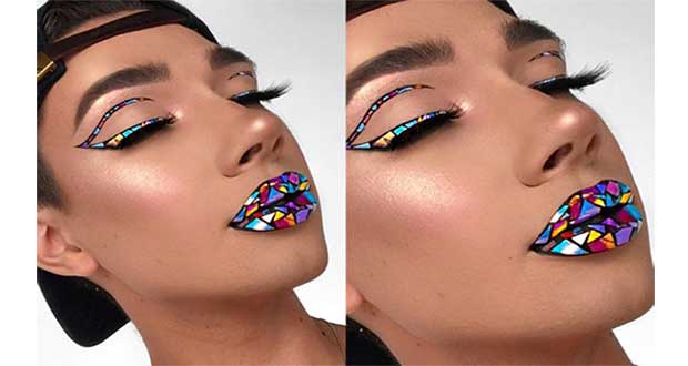 Stained glass makeup is the new fashion trend. 