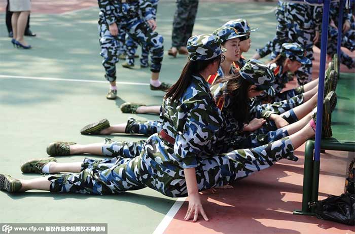China college military training. 