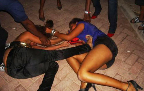 Koforidua prostitutes clash over customers. 