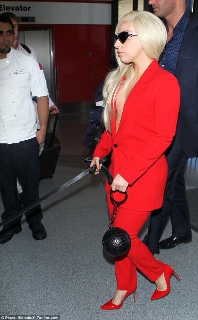 Lady Gaga rocks hot red suit 2
