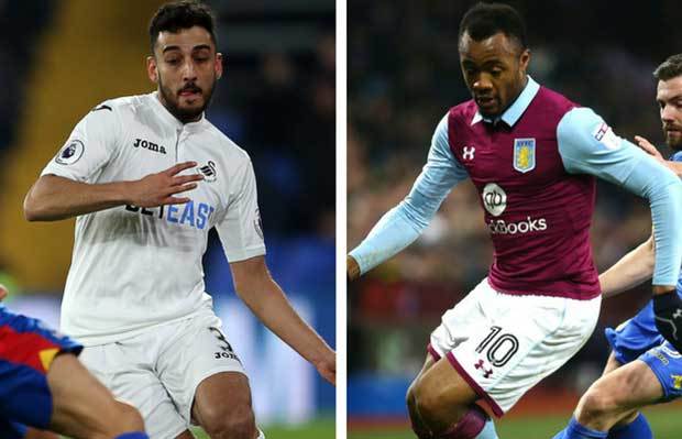 Jordan Ayew to leave Aston Villa for Swansea in the English Premier League in a swap deal